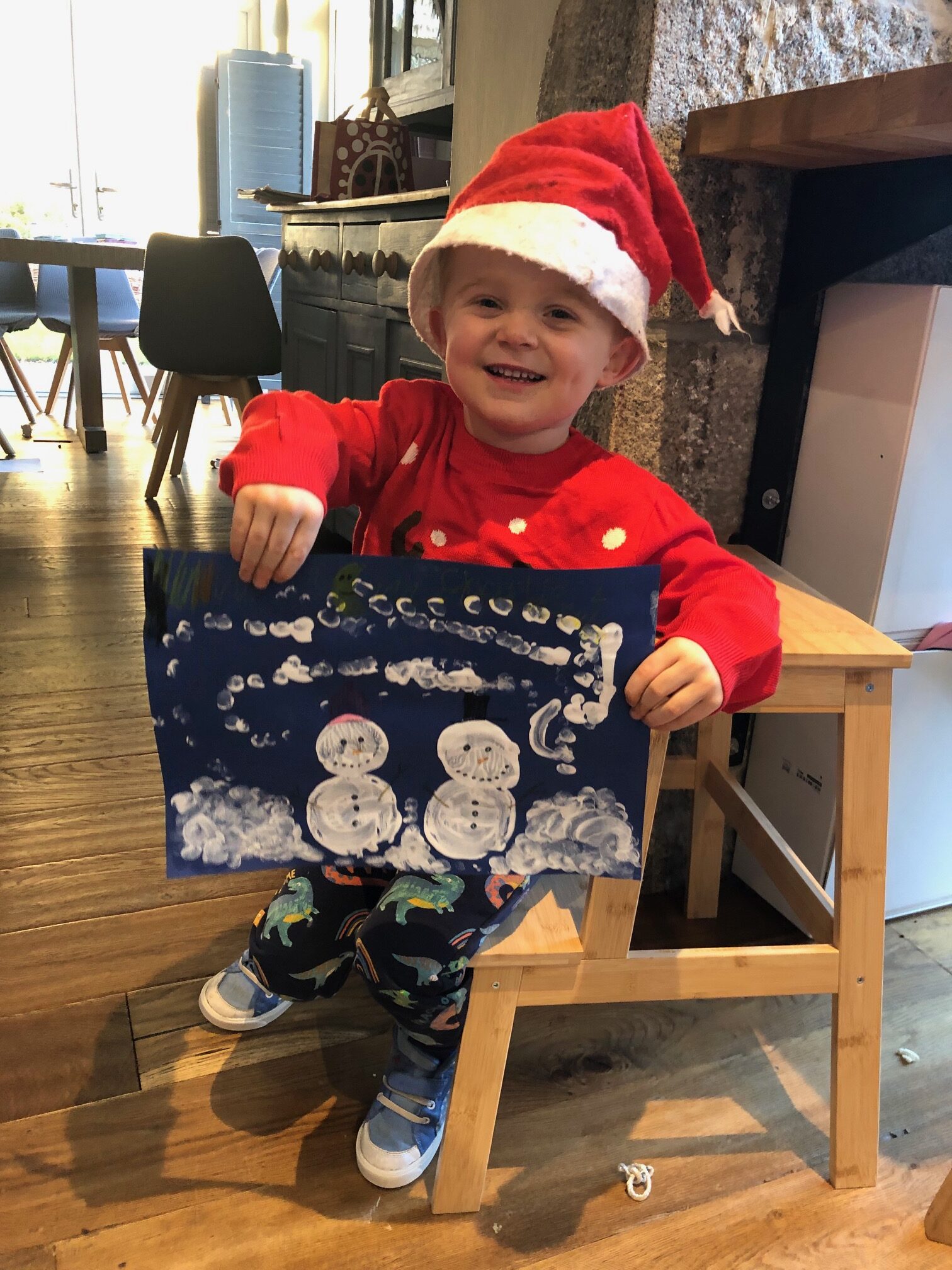 Charlie aged 4 with his festive drawing for Duchenneber