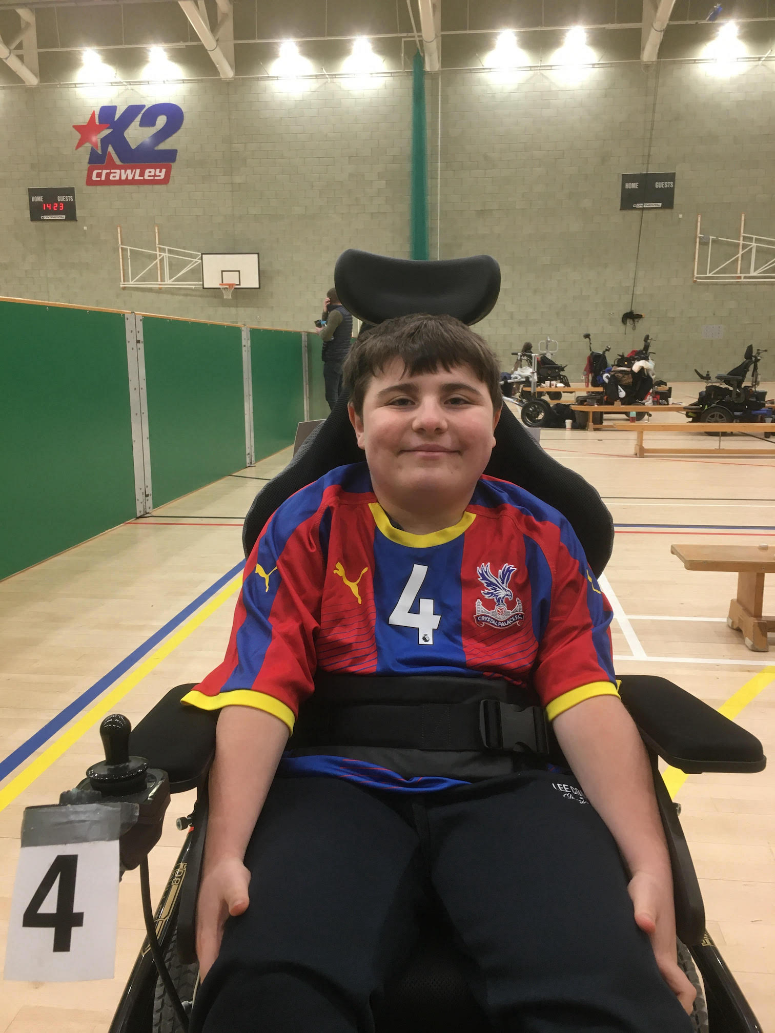 Stanley age 10 playing powerchair football