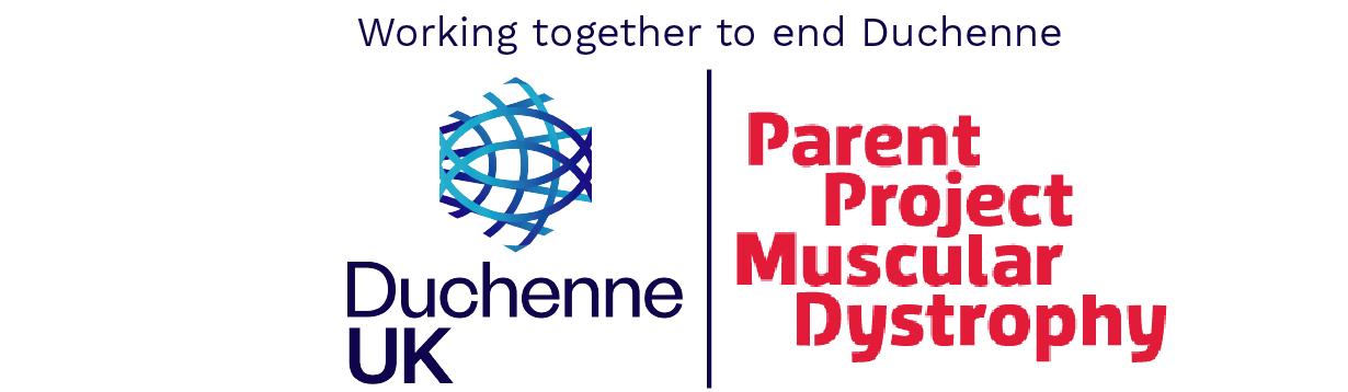 Duchenne UK and PPMD's logos with text reading 'Working together to end Duchenne'